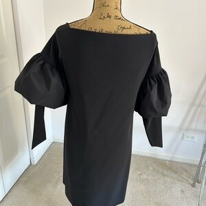 Chiara Boni La petite Robe Black Puff Sleeve Off The Shoulder Dress, Size  44
